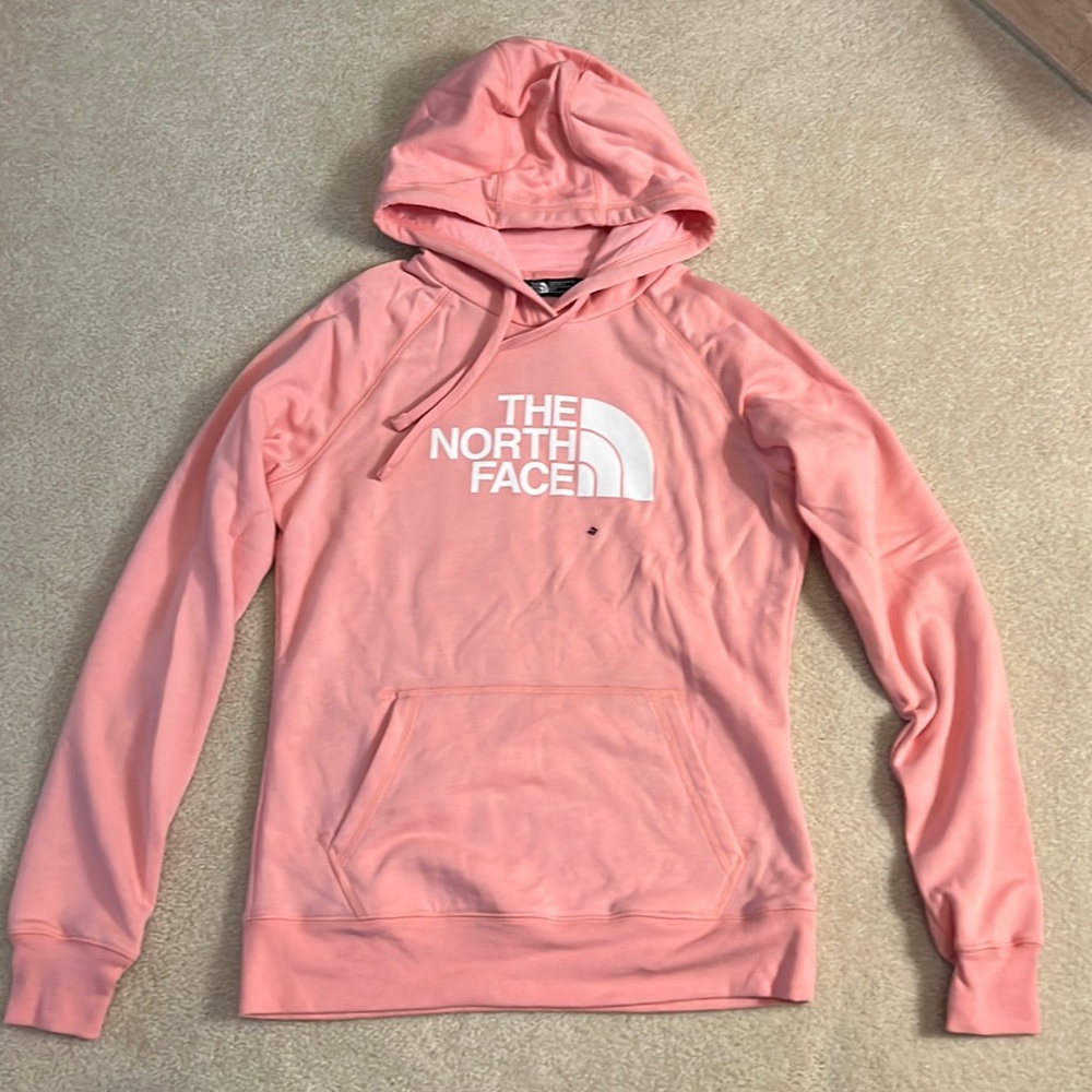 Pink Peach Color The North Face Hoodie with Logo in Center, Womens Medium; NWT